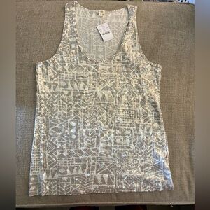 J. Crew tank top, NWT, gray and white geometric pattern w/ sequins, size small.